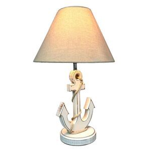 Coastal White Anchor Table Lamp 19" Nautical Beach Decor with Shade